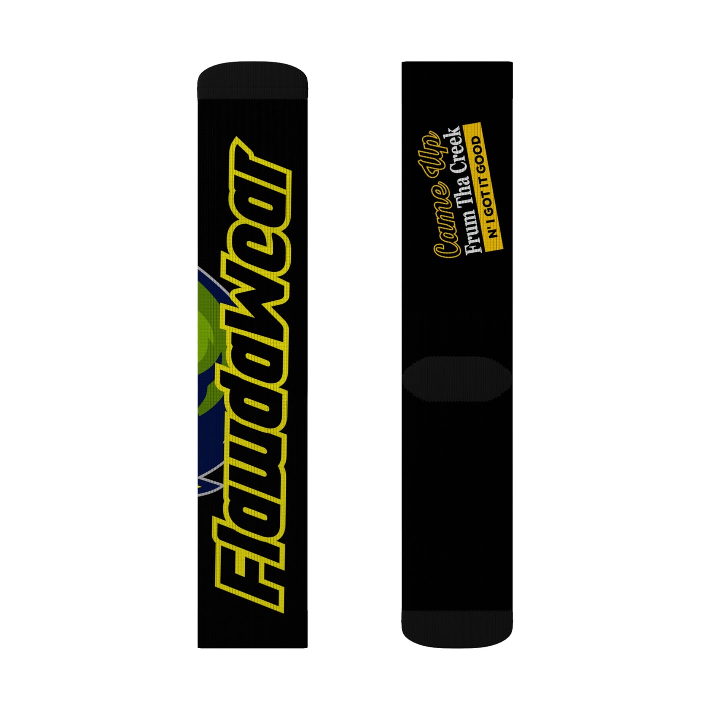 Black Flawdawear Limited Edition OG Flawda Mane “Came Up Frum Tha Creek N’ I Got It Good” Medium Playuz Socks