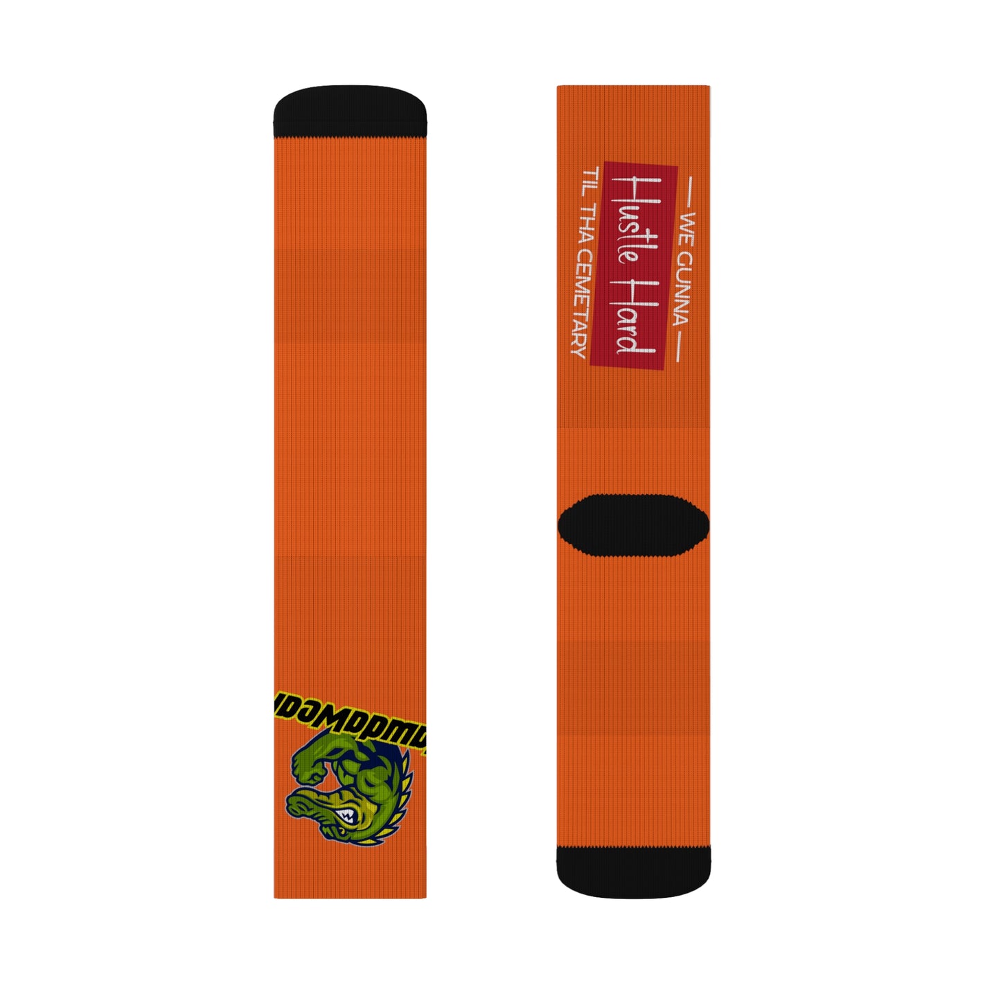 Orange Flawdawear Limited Edition OG Flawda Mane “We Gunna Hustle Hard Til Tha Cemetary” Medium Playuz Socks