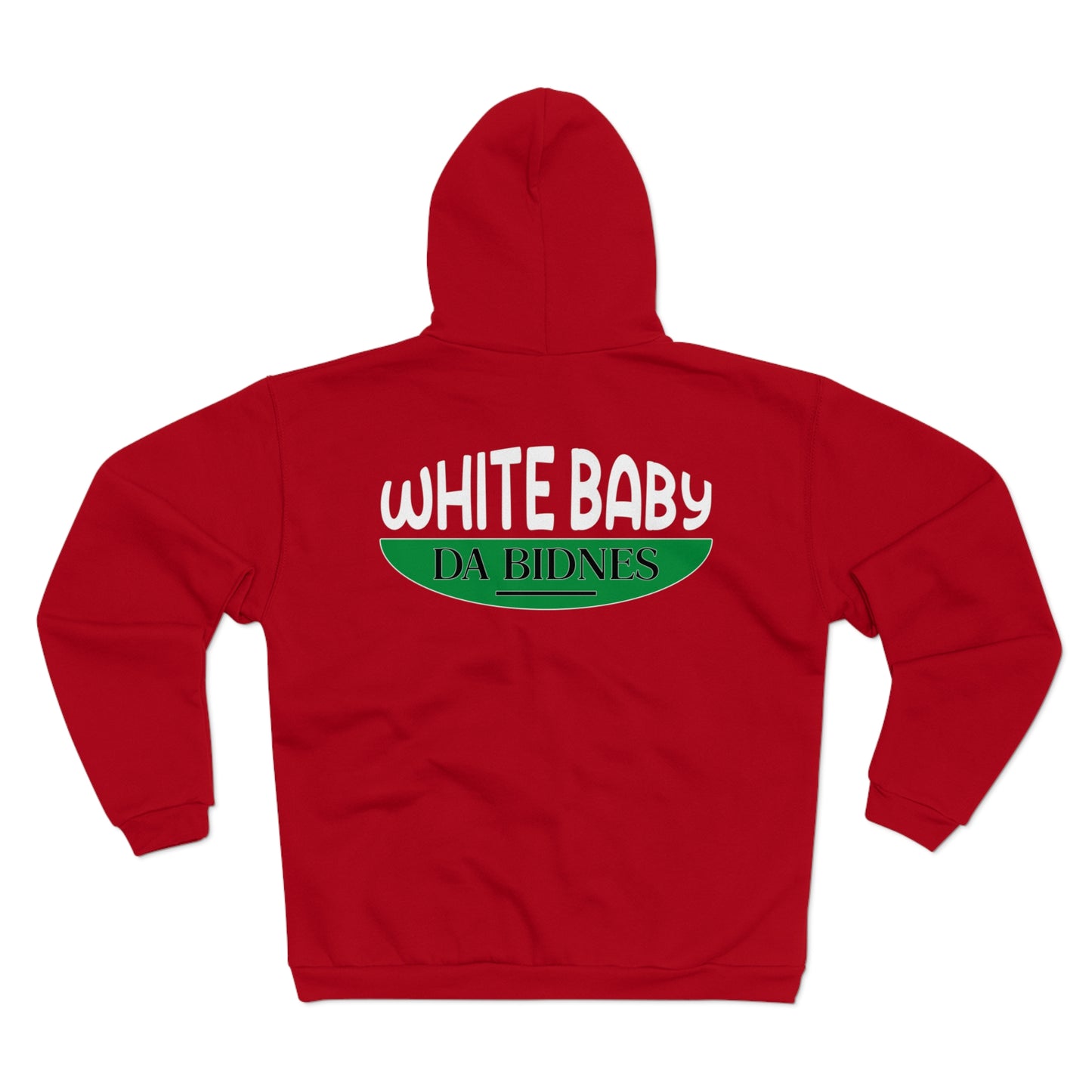Red Flawdawear Limited Edition OG Rich Daddy "White Baby Da Bidnes" Unisex Hooded Zip Playuz Sweatshirt