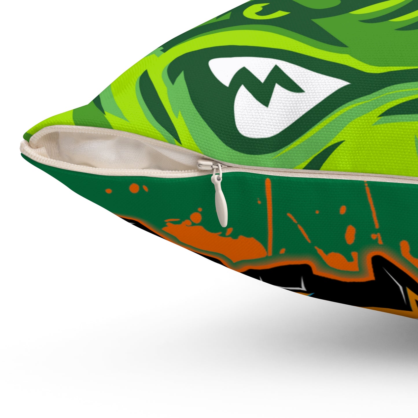 Dark Green Flawdawear Limited Edition OG Flawda Mane “Ribs Cook’n N’ Tha Yard” Spun Polyester Square Playuz Pillow