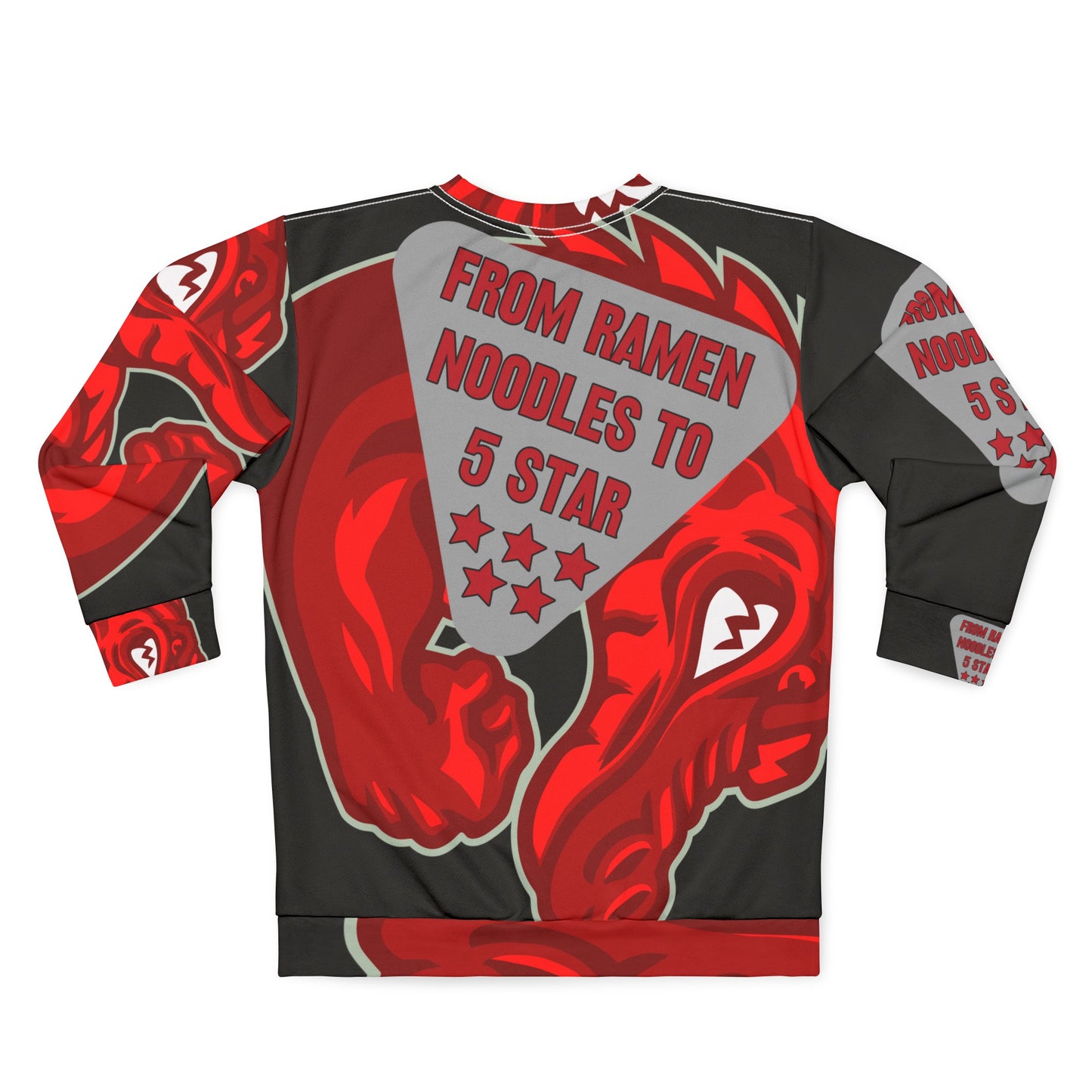 Black/Red Flawdawear Limited Edition OG Flawda Mane “From Ramen Noodles To 5 Star” Unisex Playuz Sweatshirt