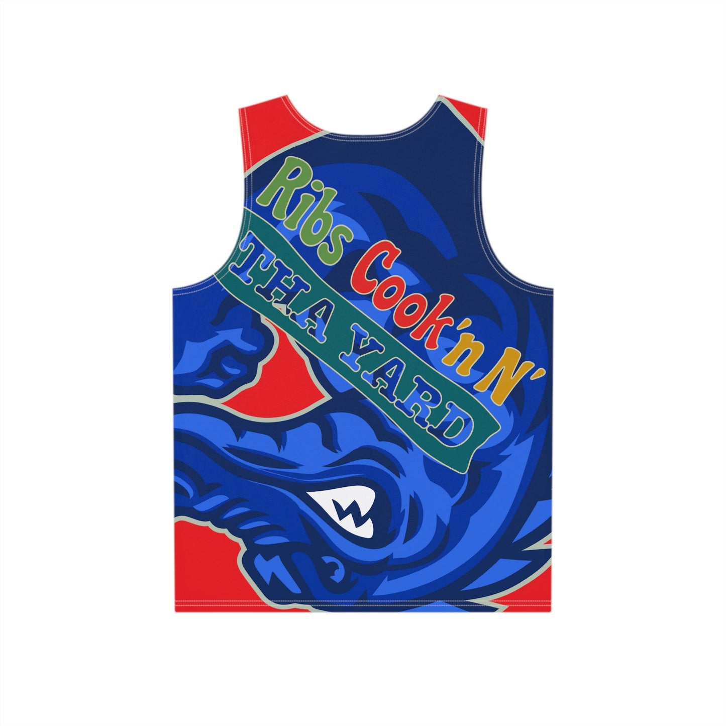 Red/Blue Flawdawear Limited Edition OG Flawda Mane “Ribs Cook’n N’ Tha Yard” Men’s Playuz Tank