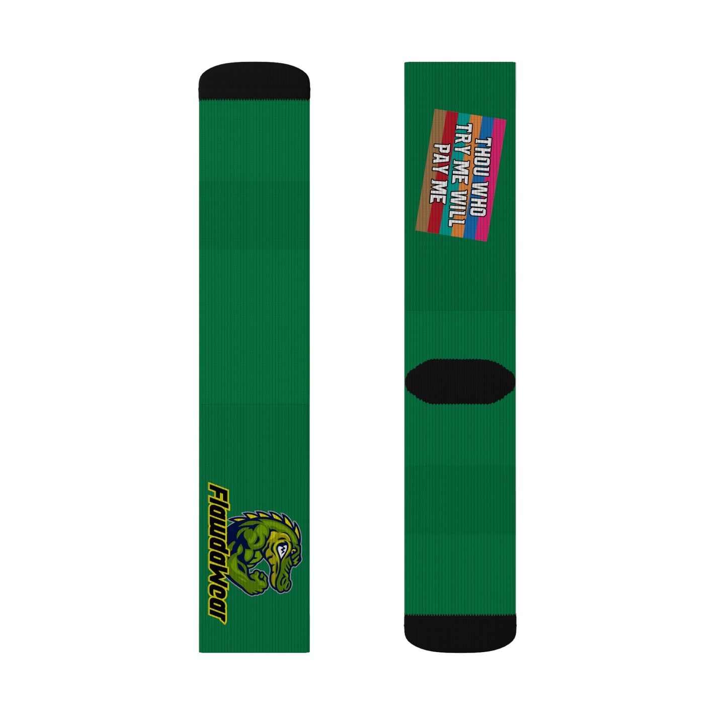 Dark Green Flawdawear Limited Edition OG Rich Daddy “Thou Who Try Me Will Pay Me” Medium Playuz Socks