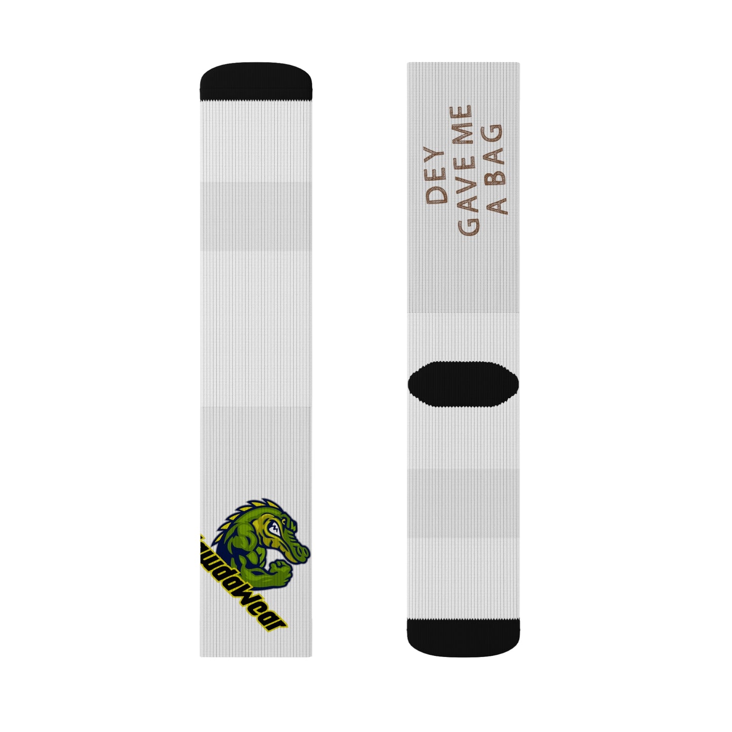 White Flawdawear Limited Edition OG Alligator Papuh Playuz “Dey Gave Me A Bag” Medium Playuz Socks