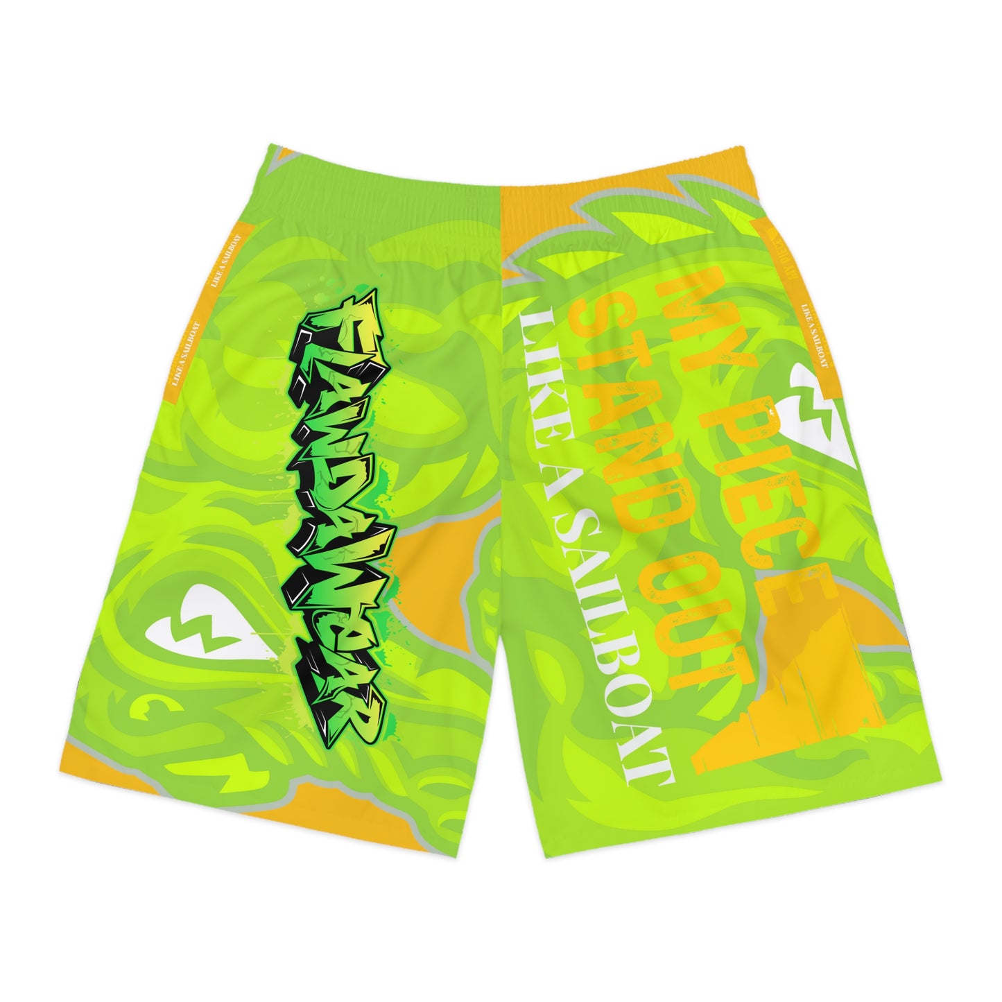 Yellow/Lime Flawdawear Limited Edition OG Flawda Mane “My Piece Stand Out Like A Sailboat” Men’s Jogguz Playuz Shorts