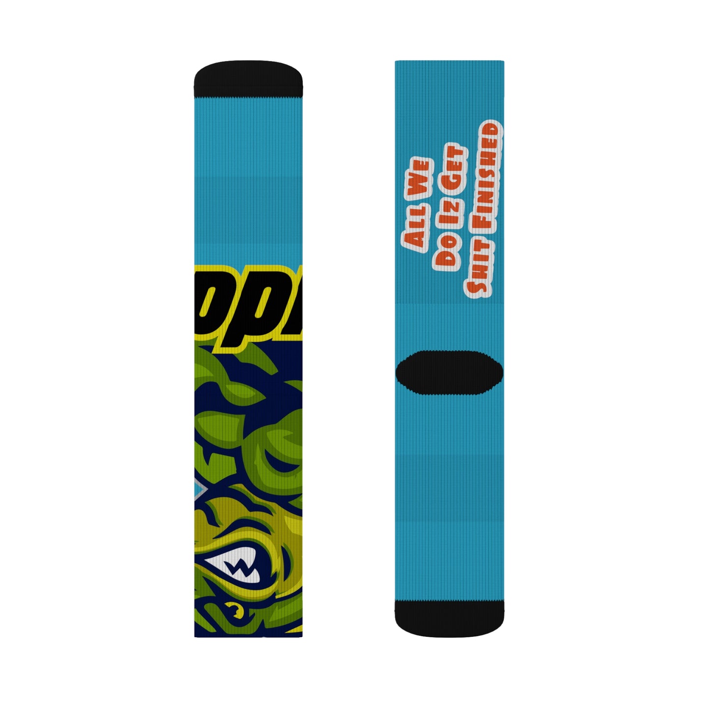 Turquoise Flawdawear Limited Edition OG Alligator Papuh Playuz “All We Do Iz Get Shit Finished” Medium Playuz Socks