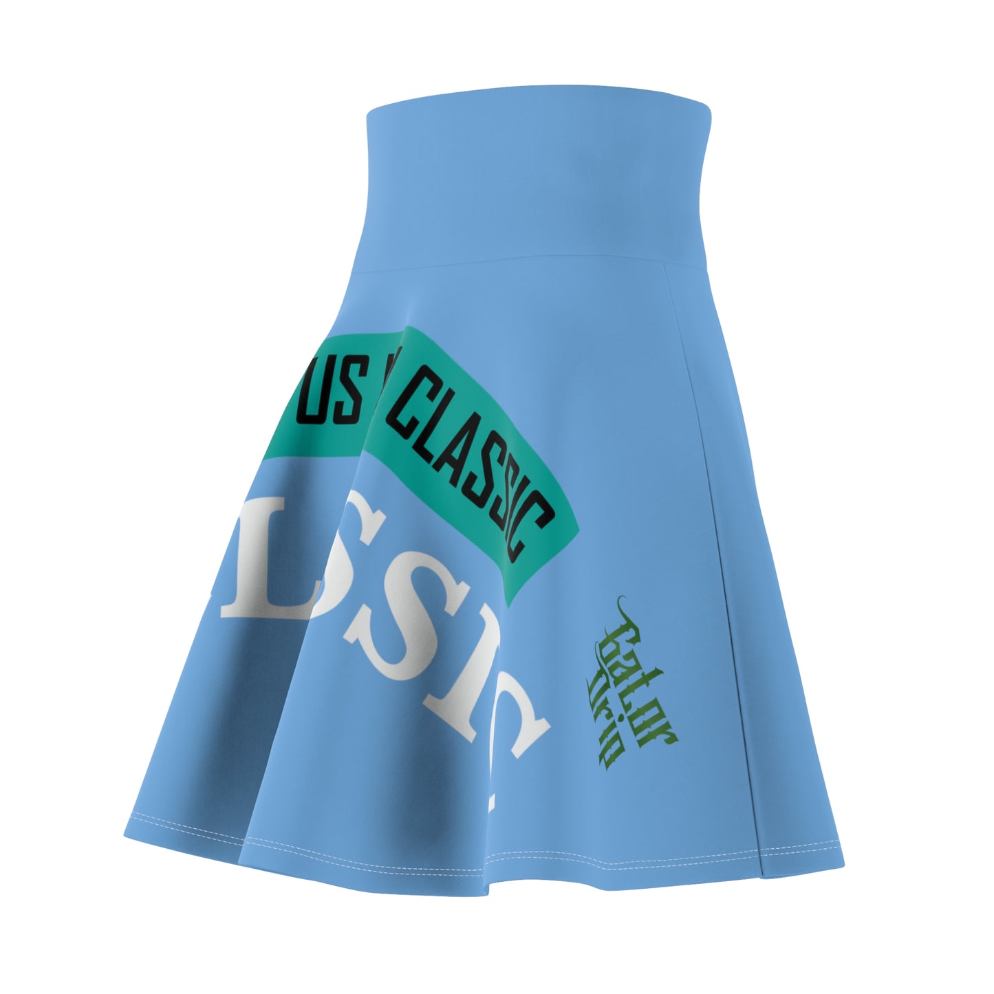 Light Blue Flawdawear x Gator Drip Supa-Heavy Excess-Stunna Hypa-Flex Limited Edition Alligator Playuz "Fut Wit Us Is A Classic" Women's Skater Playuz Skirt