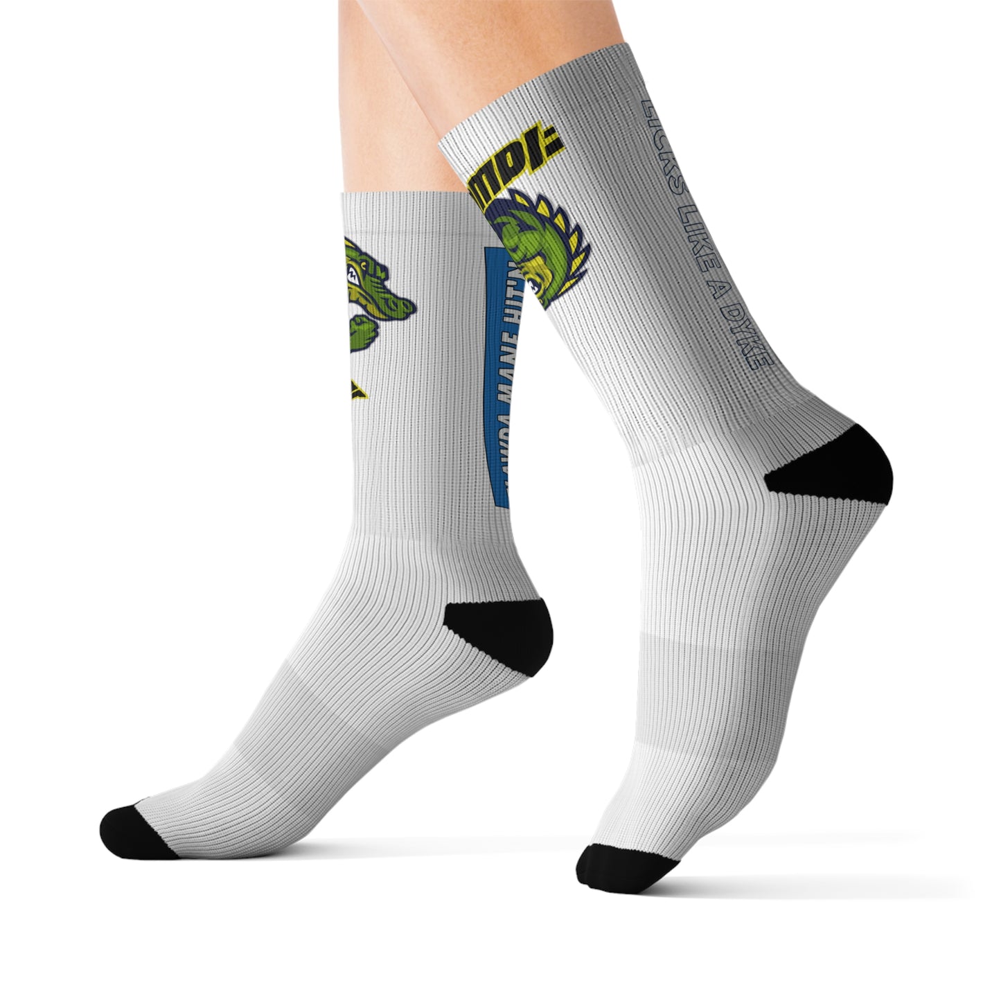 White Flawdawear Limited Edition OG Flawda Mane “Flawda Mane Hit’n Licks Like A Dyke” Medium Playuz Socks