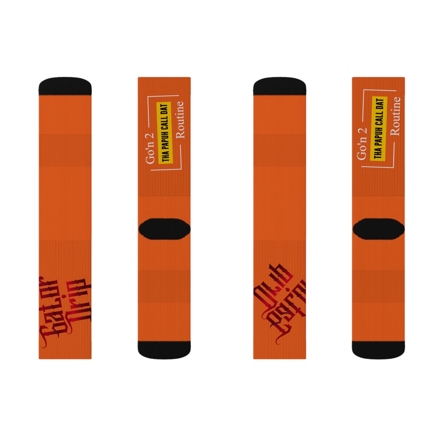 Orange Gator Drip Supa-Heavy Excess-Stunna Hypa-Flex Limited Edition OG Rich Daddy “Go’n 2 Tha Papuh Call Dat Routine” Medium Playuz Socks
