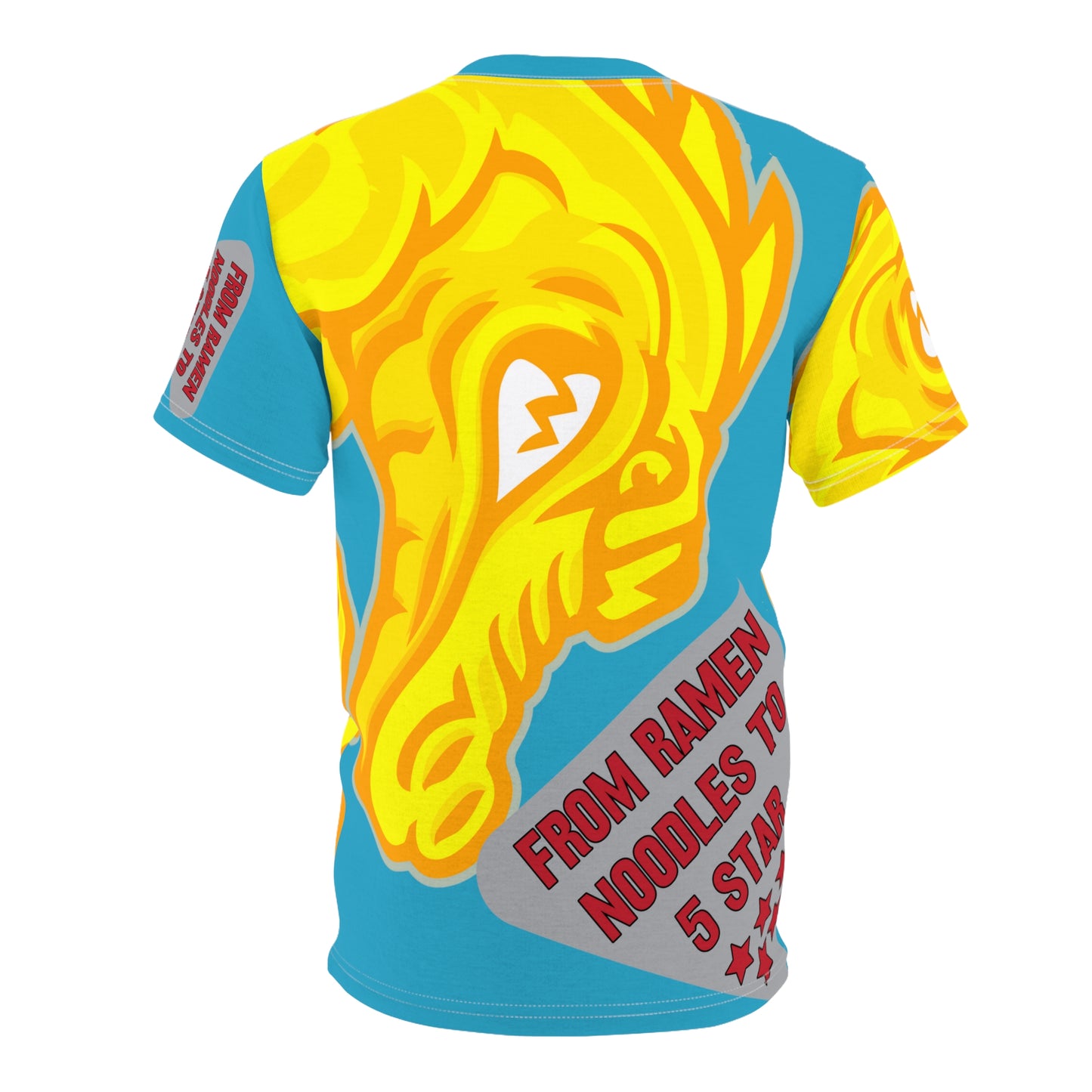 Turquoise/Yellow Flawdawear Limited Edition OG Flawda Mane “From Ramen Noodles To 5 Star” Unisex Cut & Sew Playuz Tee