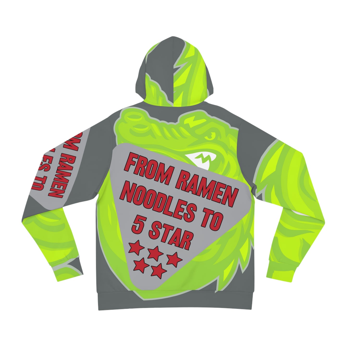 Grey/Lime Flawdawear Limited Edition OG Flawda Mane “From Ramen Noodles To 5 Star” Unisex Fashion Playuz Hoodie