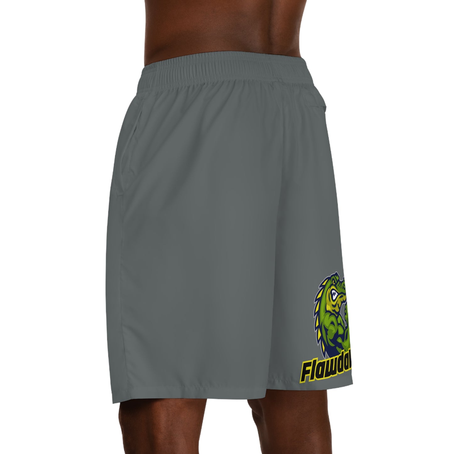 Light Grey Flawdawear Flawda Mane “On A Lake Wit Tha Skis” Limited Edition OG Men’s Jogguz Playuz Shorts