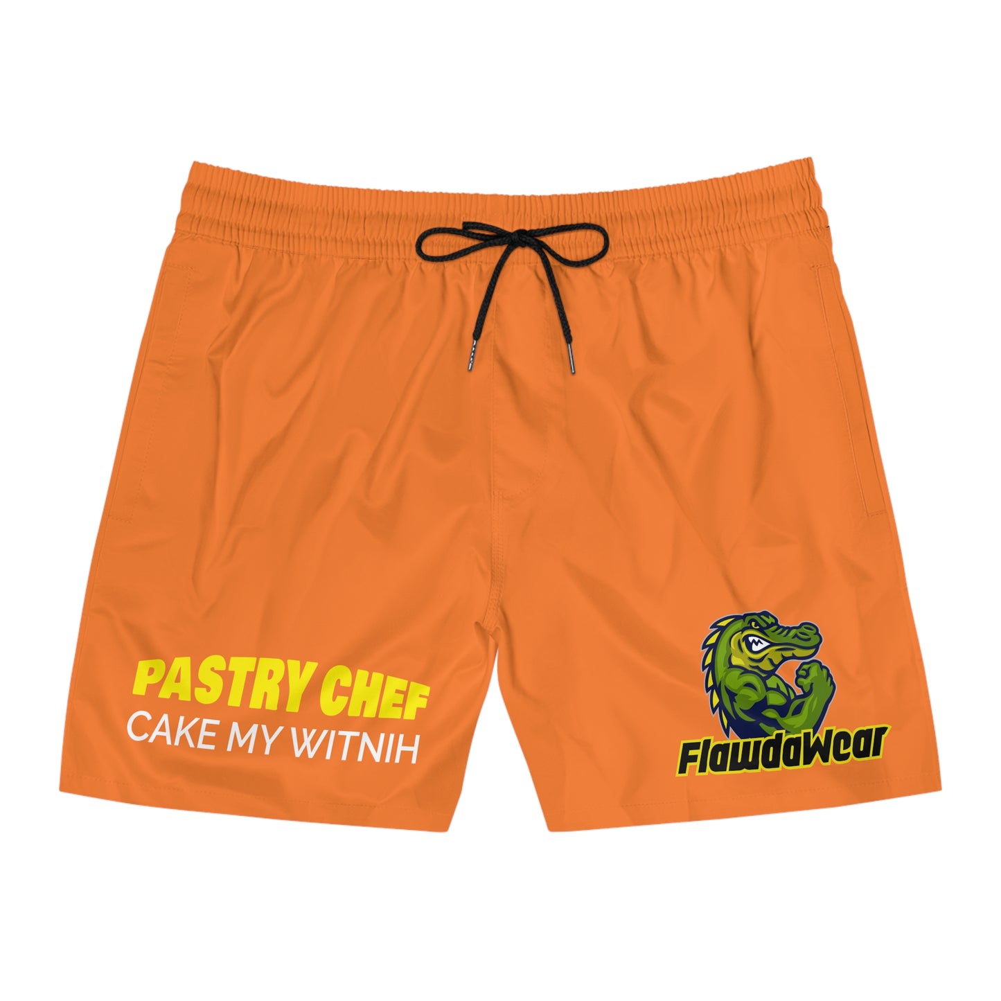Crusta/Black Drawstring Flawdawear Limited Edition OG Rich Daddy "Pastry Chef Cake My Witnih" Men's Mid-Length Swim Playuz Shorts