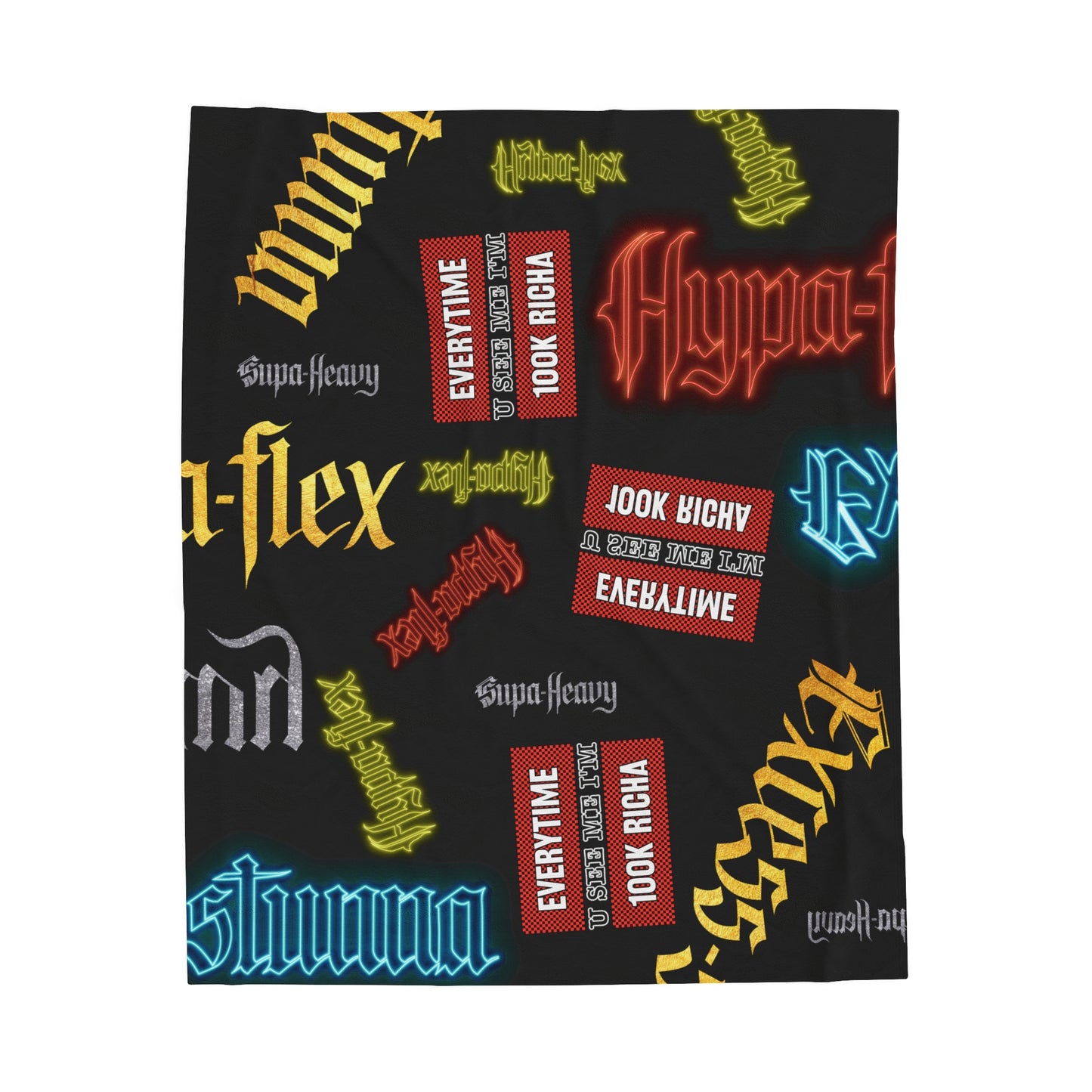 Black Gator Drip Exclusive Supa-Heavy Excess-Stunna Hypa-Flex Limited Edition OG Rich Daddy “Everytime U See Me I’m 100k Richa” Velveteen Plush Playuz Blanket