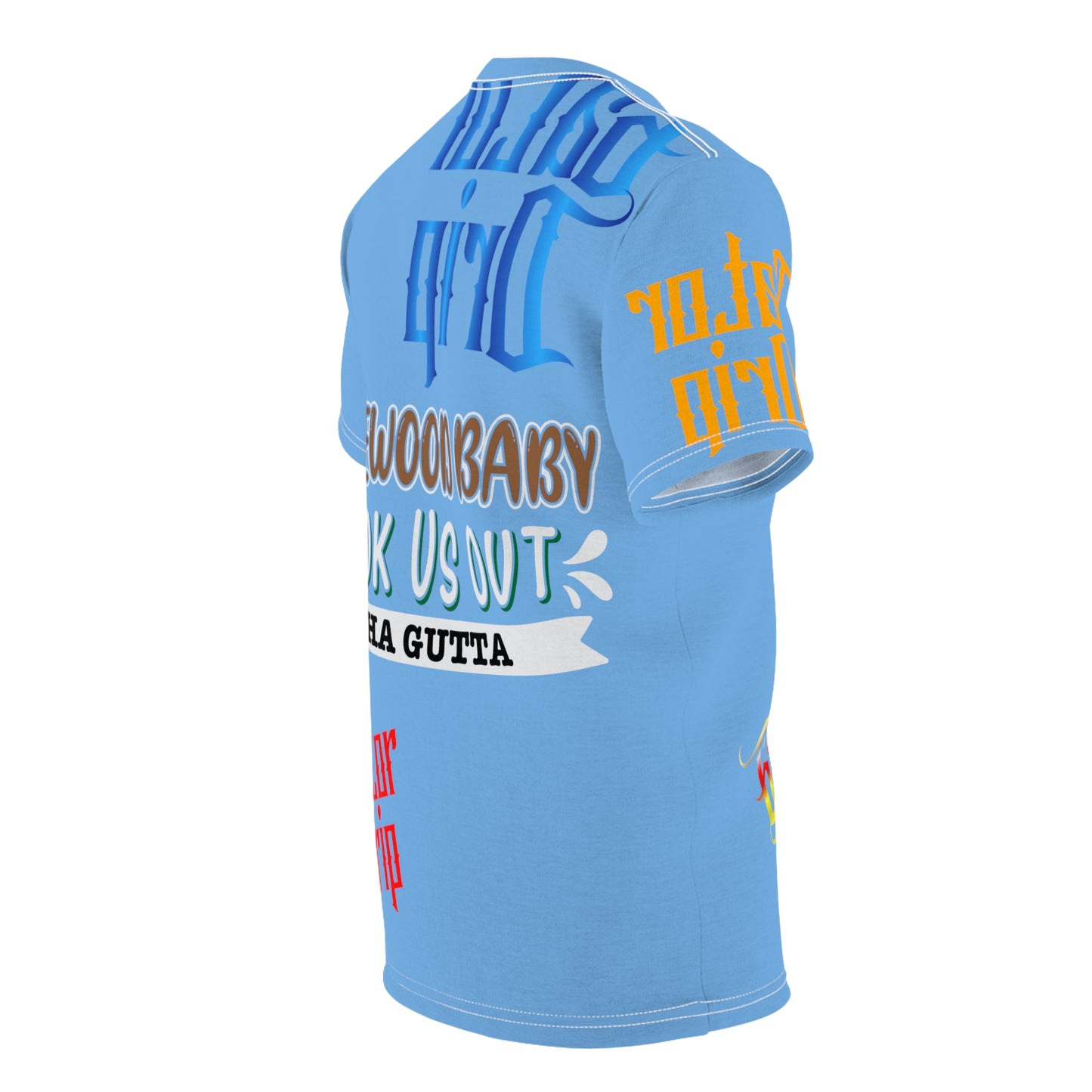Light Blue Gator Drip Exclusive Supa-Heavy Excess-Stunna Flex Alligator Playuz Limited Edition OG Multi-Logo Rich Daddy “Cakewood Baby Took Us Out Tha Gutta" Unisex Cut & Sew Playuz Tee