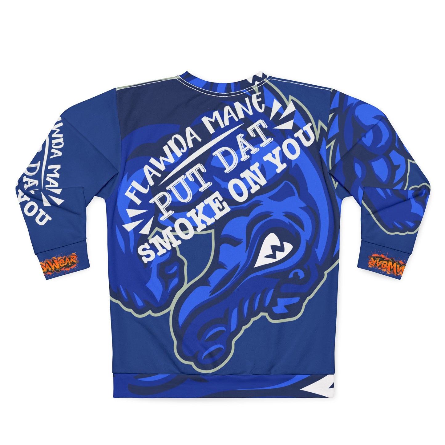 Dark Blue Flawdawear Limited Edition OG Alligator Playuz “Flawda Mane Put Dat Smoke On You” Unisex Playuz Sweatshirt