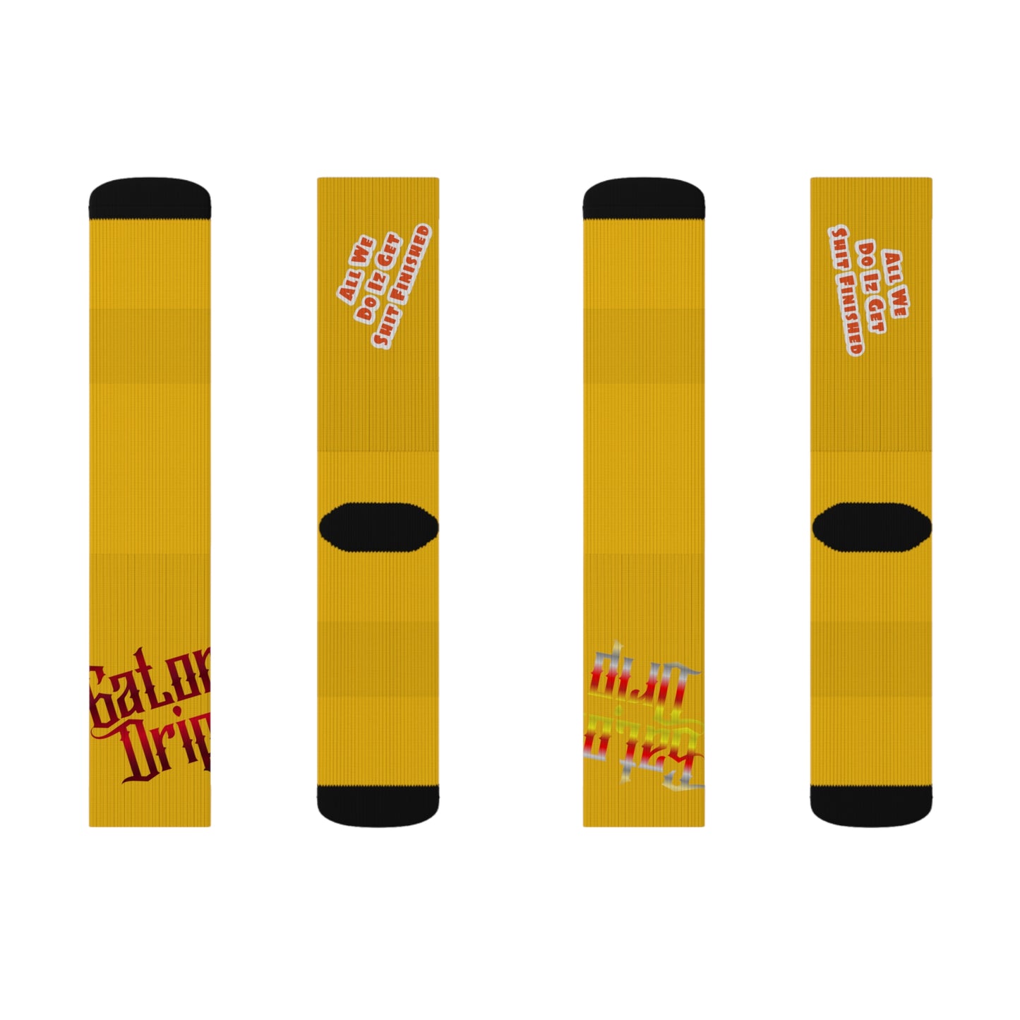 Yellow Gator Drip Supa-Heavy Excess-Stunna Hypa-Flex Limited Edition OG Alligator Papuh Playuz “All We Do Iz Get Shit Finished” Medium Playuz Socks