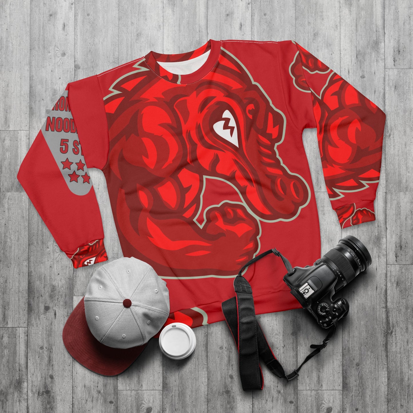 Red Flawdawear Limited Edition OG Flawda Mane “From Ramen Noodles To 5 Star” Unisex Playuz Sweatshirt