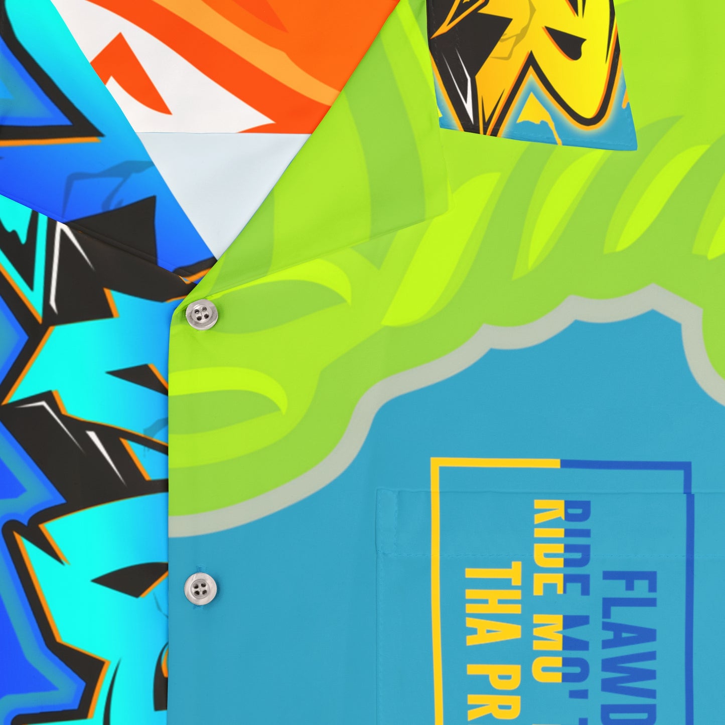 Turquoise Flawdawear Limited Edition OG Flawda Mane “Flawda Mane Ride Mo’ Tinted Dan Tha President” Men’s Hawaiian Playuz Shirt