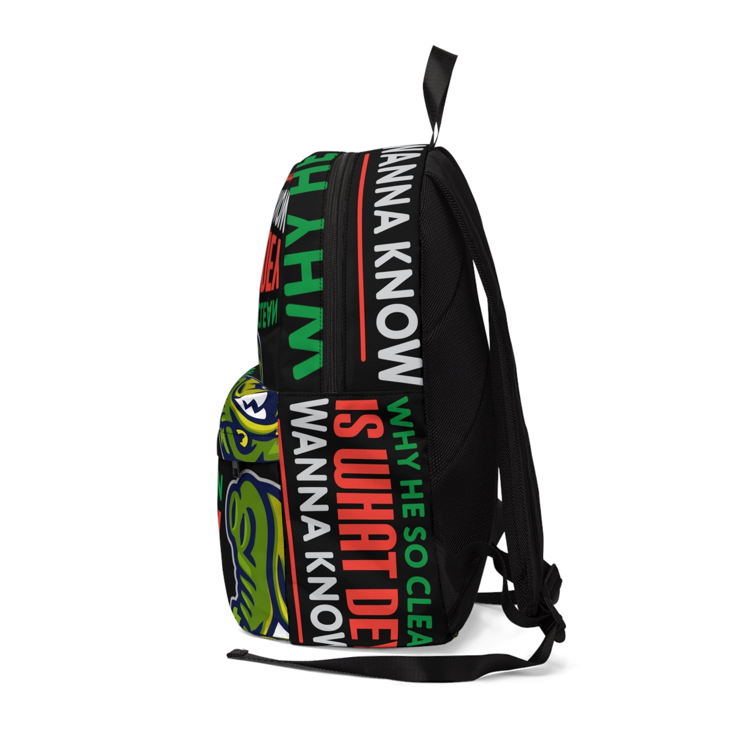 Black Flawdawear Limited Edition OG Flawda Mane "Why Is He So Clean Is What Dey Wanna Know" Classic Backpack