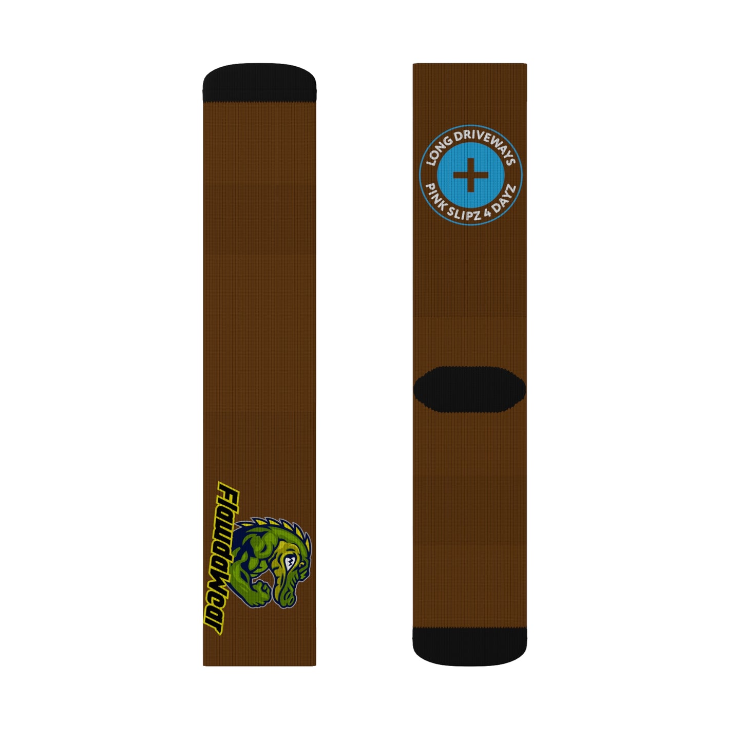 Brown Flawdawear Limited Edition OG Alligator Papuh Playuz “Long Driveways + Pink Slipz 4 Dayz” Medium Playuz Socks