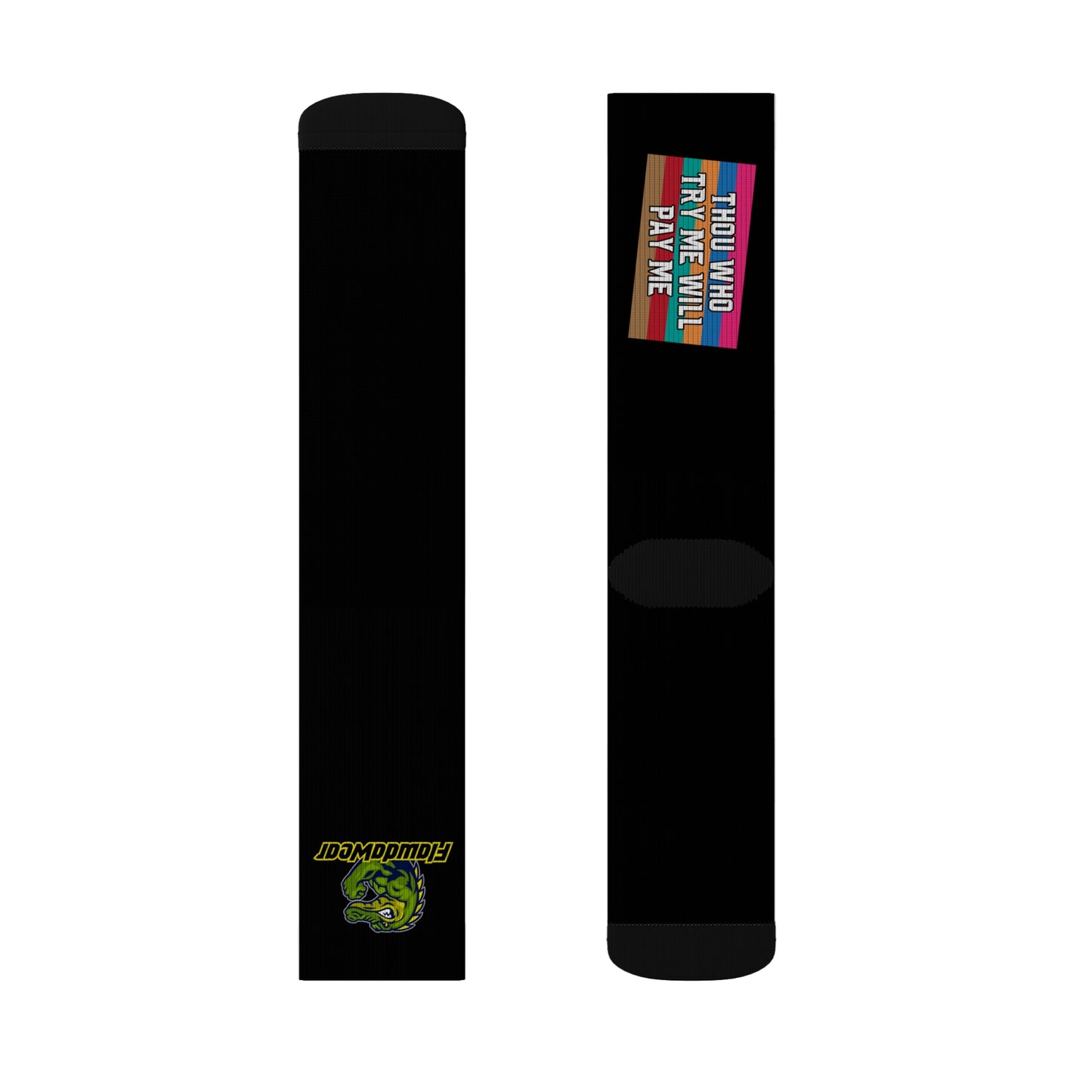 Black Flawdawear Limited Edition OG Rich Daddy “Thou Who Try Me Will Pay Me” Medium Playuz Socks
