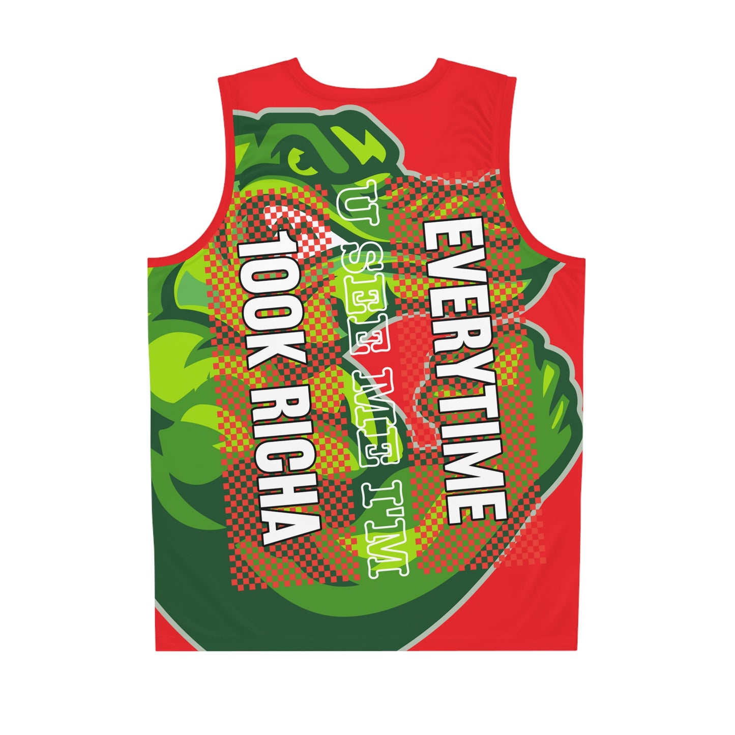 Red Flawdawear Limited Edition OG Rich Daddy “Everytime U See Me I’m 100K Richa” Men’s Basketball Playuz Jersey