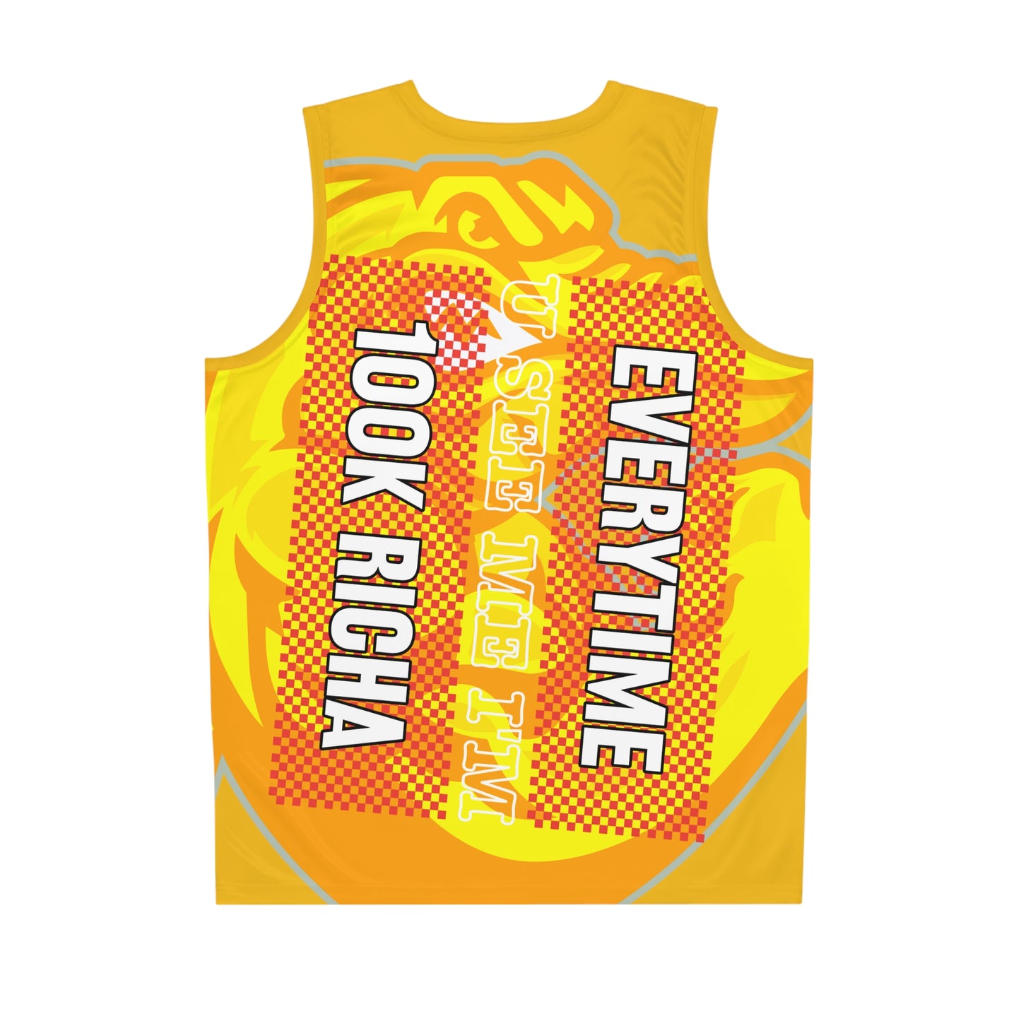 Yellow Flawdawear Limited Edition OG Rich Daddy “Everytime U See Me I’m 100K Richa” Men’s Basketball Playuz Jersey