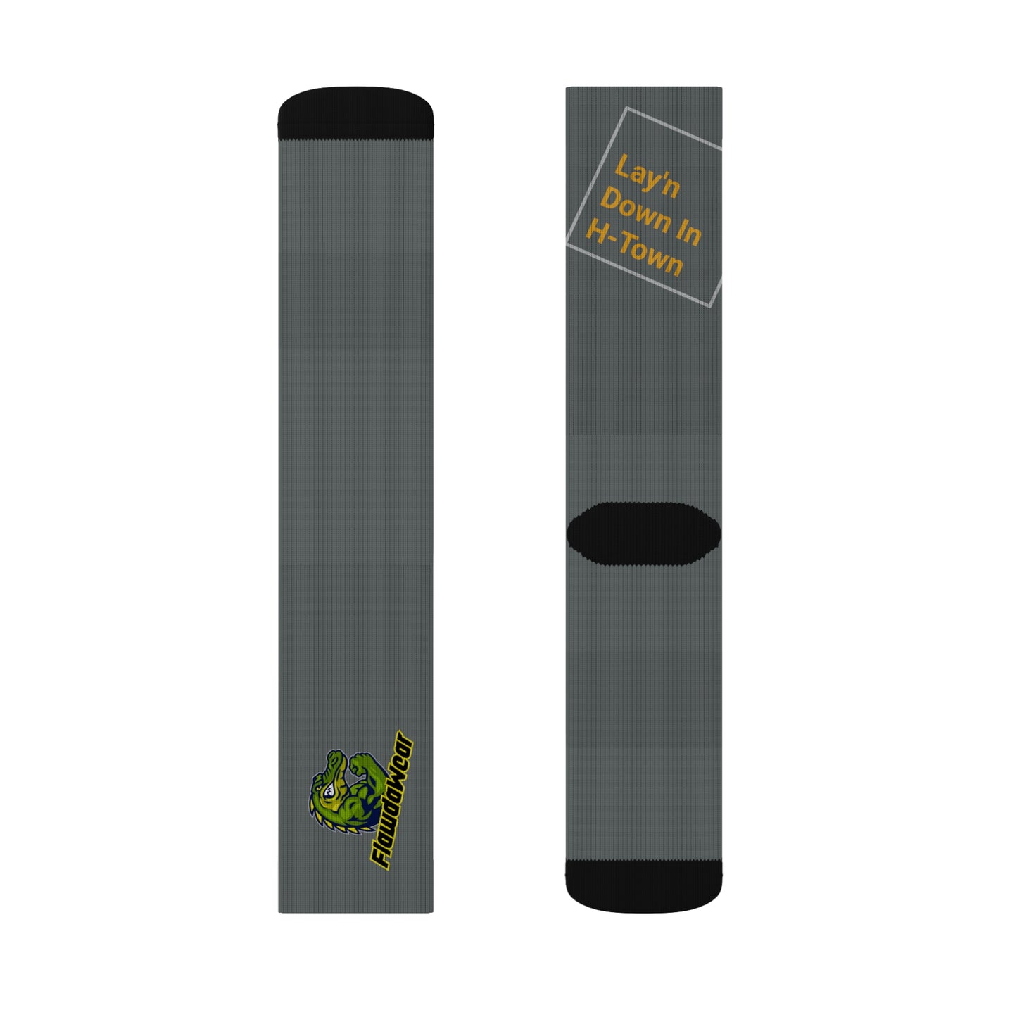 Dark Grey Flawdawear Limited Edition OG Flawda Mane “Lay’n Down In H-Town” Medium Playuz Socks