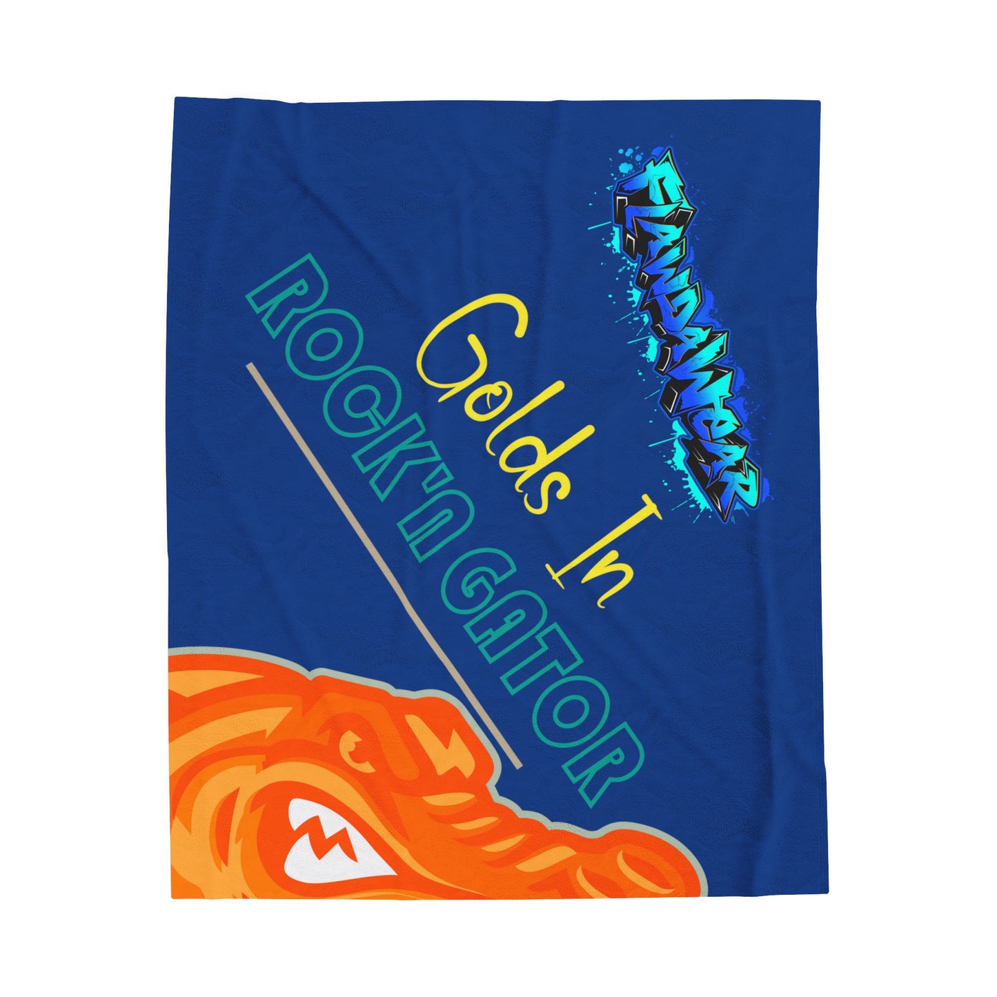 Dark Blue Flawdawear Limited Edition OG Alligator Playuz “Golds In Rock’n Gator” Velveteen Plush Playuz Blanket