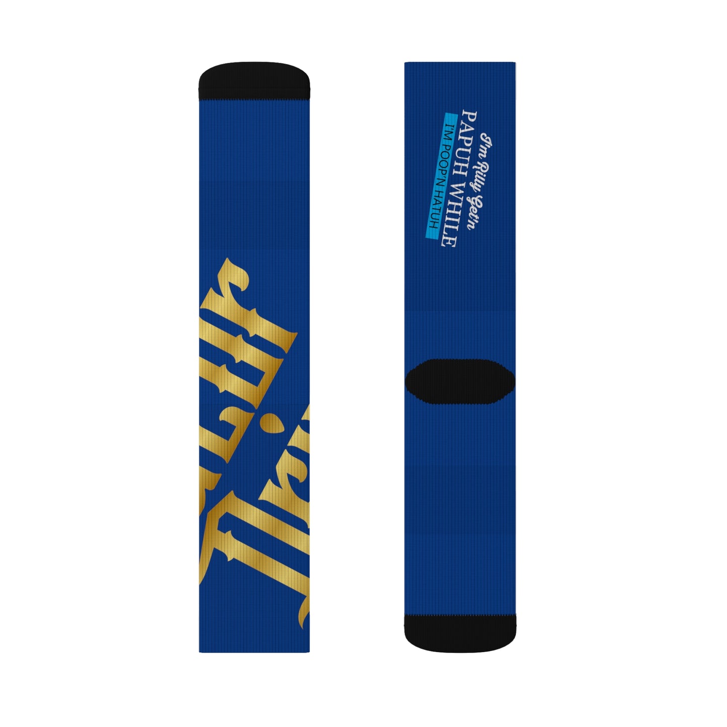 Dark Blue Gator Drip Supa-Heavy Excess-Stunna Hypa-Flex Limited Edition OG Rich Daddy “I’m Rilly Get’n Papuh While I’m Poop’n Hatuh” Medium Playuz Socks