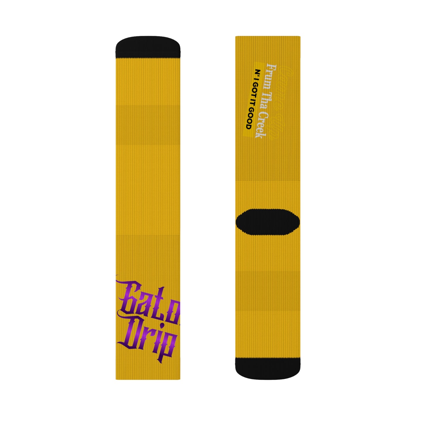 Yellow Gator Drip Supa-Heavy Excess-Stunna Hypa-Flex Limited Edition OG Flawda Mane “Came Up Frum Tha Creek N’ I Got It Good” Medium Playuz Socks