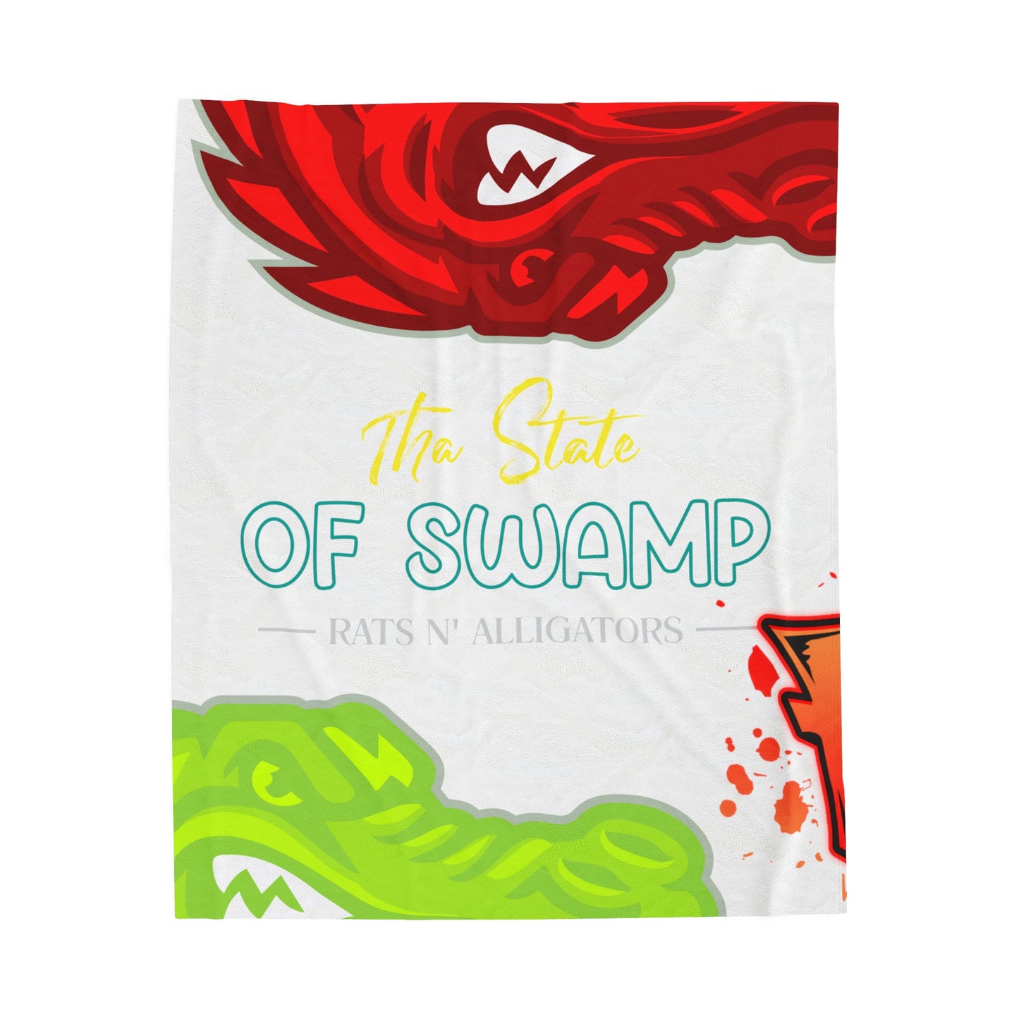 White Flawdawear Limited Edition OG Flawda Mane “Tha State Of Swamp Rats N’ Alligators” Velveteen Plush Playuz Blanket