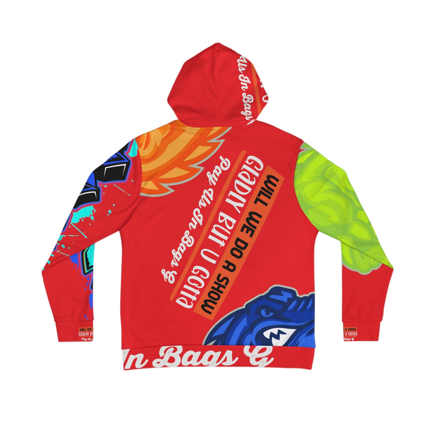 Red Flawdawear Limited Edition OG Rich Daddy “Will We Do A Show Gladly But U Gotta Pay Us In Bags G” Men's Playuz Hoodie