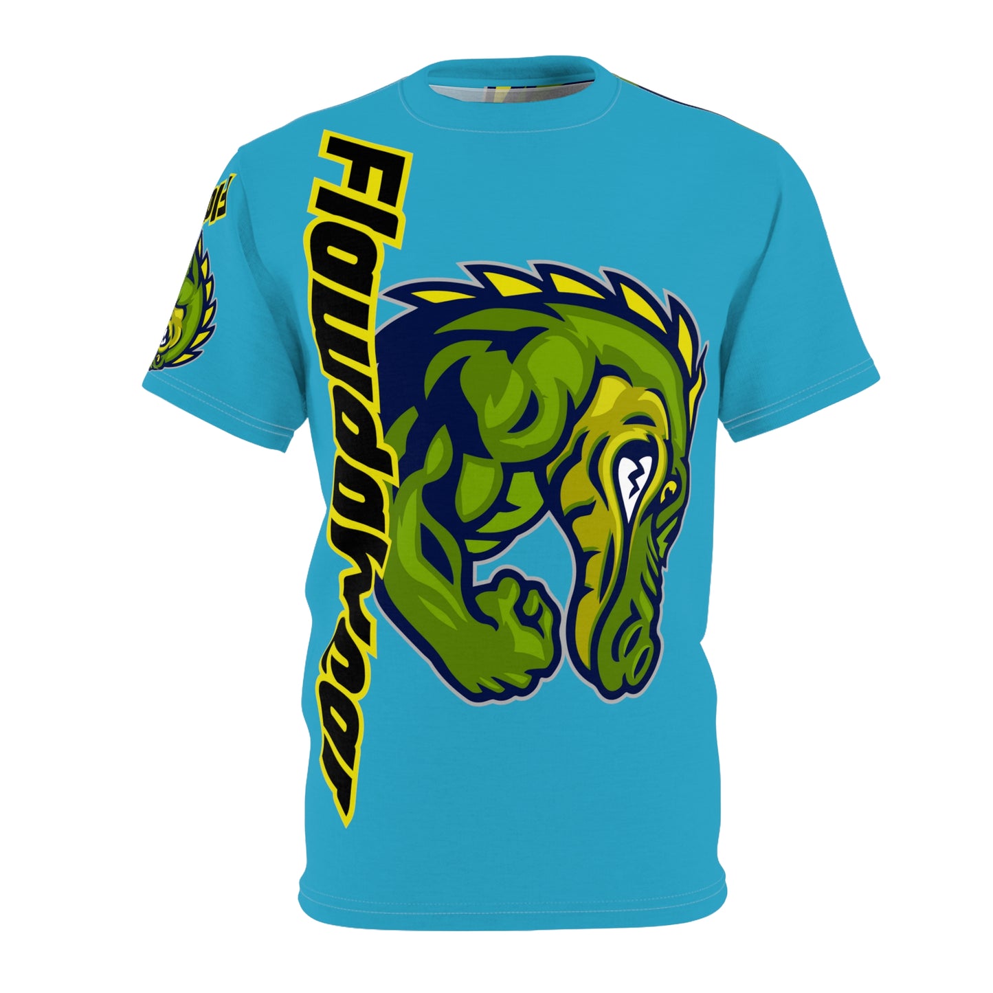 Turquoise Flawdawear Limited Edition OG Rich Daddy “Go’n 2 Tha Papuh Call Dat Routine” Unisex Cut & Sew Playuz Tee
