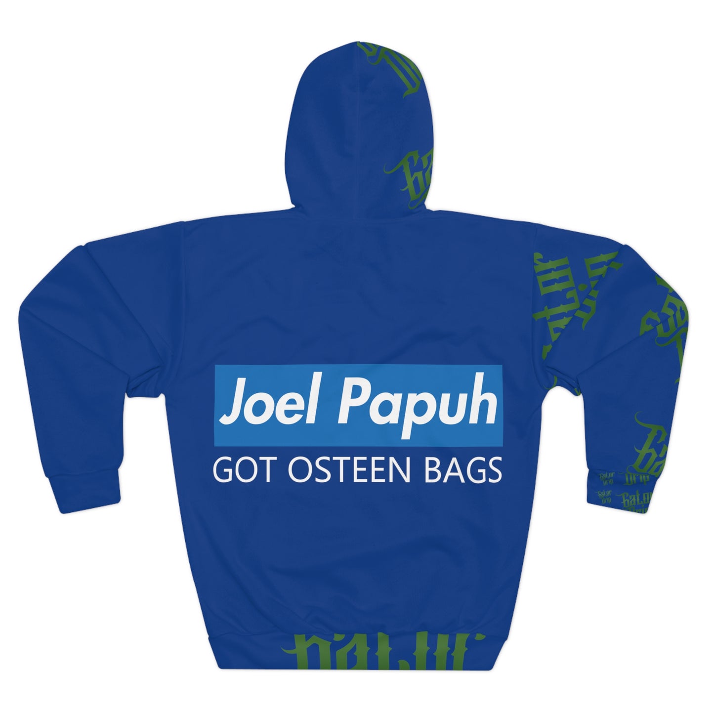 Dark Blue Gator Drip Exclusive Supa-Heavy Excess-Stunna Hypa-Flex Limited Edition OG Rich Daddy "Joel Papuh Got Osteen Bags" Unisex Pullover Playuz Hoodie