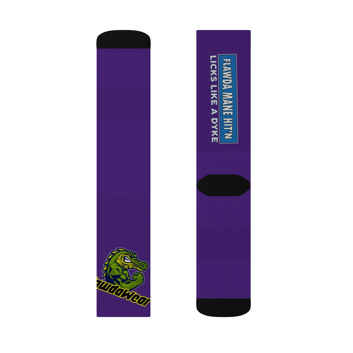 Purple Flawdawear Limited Edition OG Flawda Mane “Flawda Mane Hit’n Licks Like A Dyke” Medium Playuz Socks