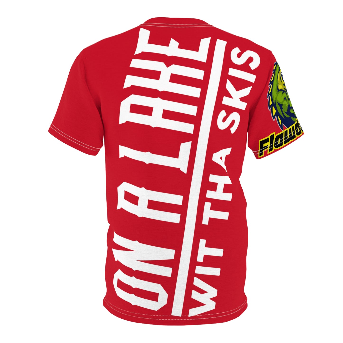 Dark Red Flawdawear Flawda Mane “On A Lake Wit Tha Skis” Limited Edition OG Unisex Cut & Sew Playuz Tee