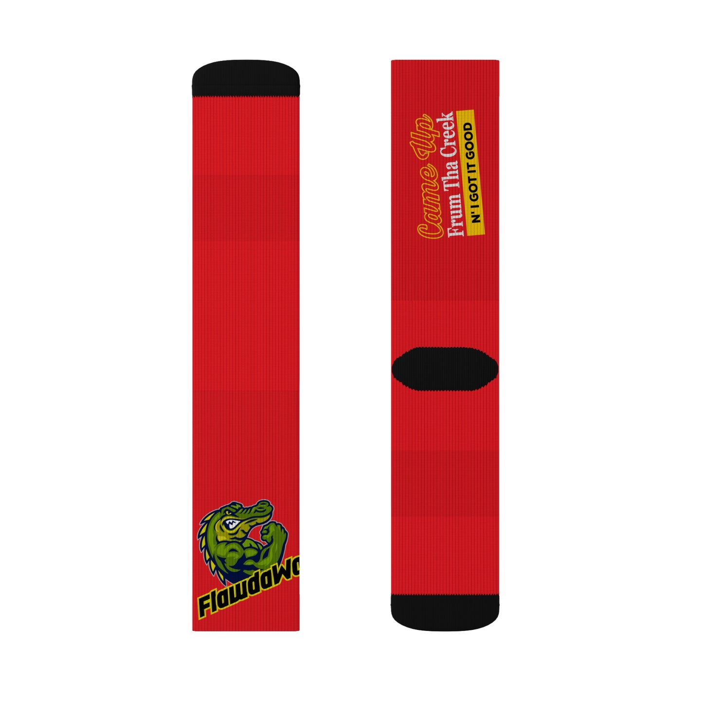 Red Flawdawear Limited Edition OG Flawda Mane “Came Up Frum Tha Creek N’ I Got It Good” Medium Playuz Socks