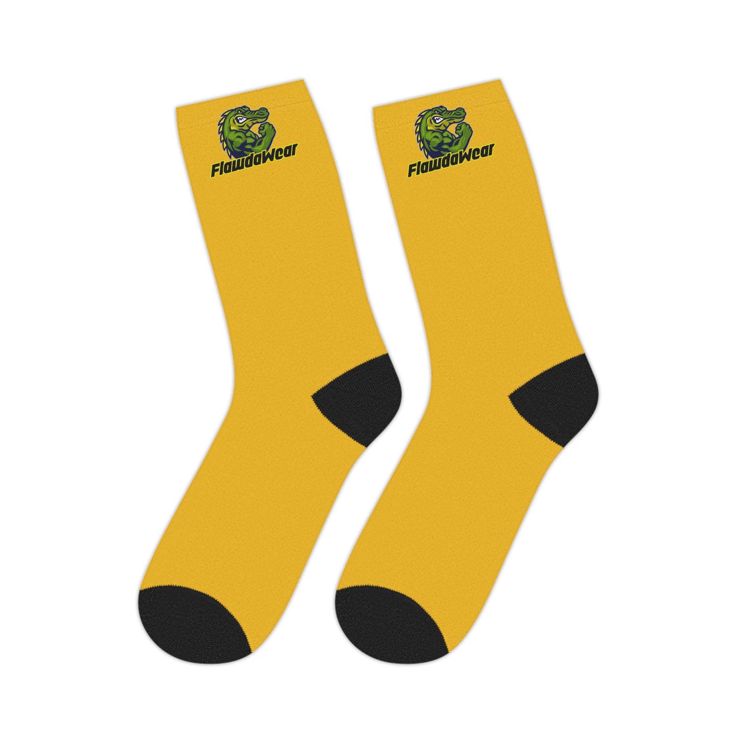 Yellow Flawdawear "White Baby Da Bidness" Limited Edition OG Rich Daddy Mid-length Playuh Socks