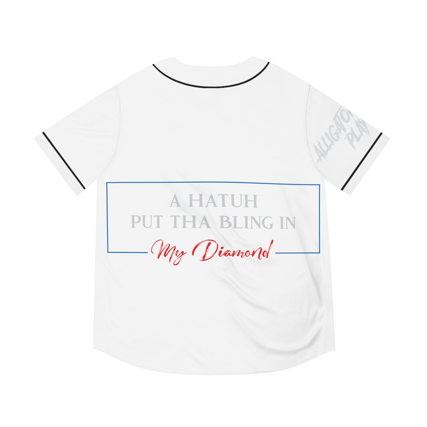 White/Black Trim Flawdawear Limited Edition OG Rich Daddy "A Hatuh Put Tha Bling In My Diamond" Men's Baseball Playuz Jersey