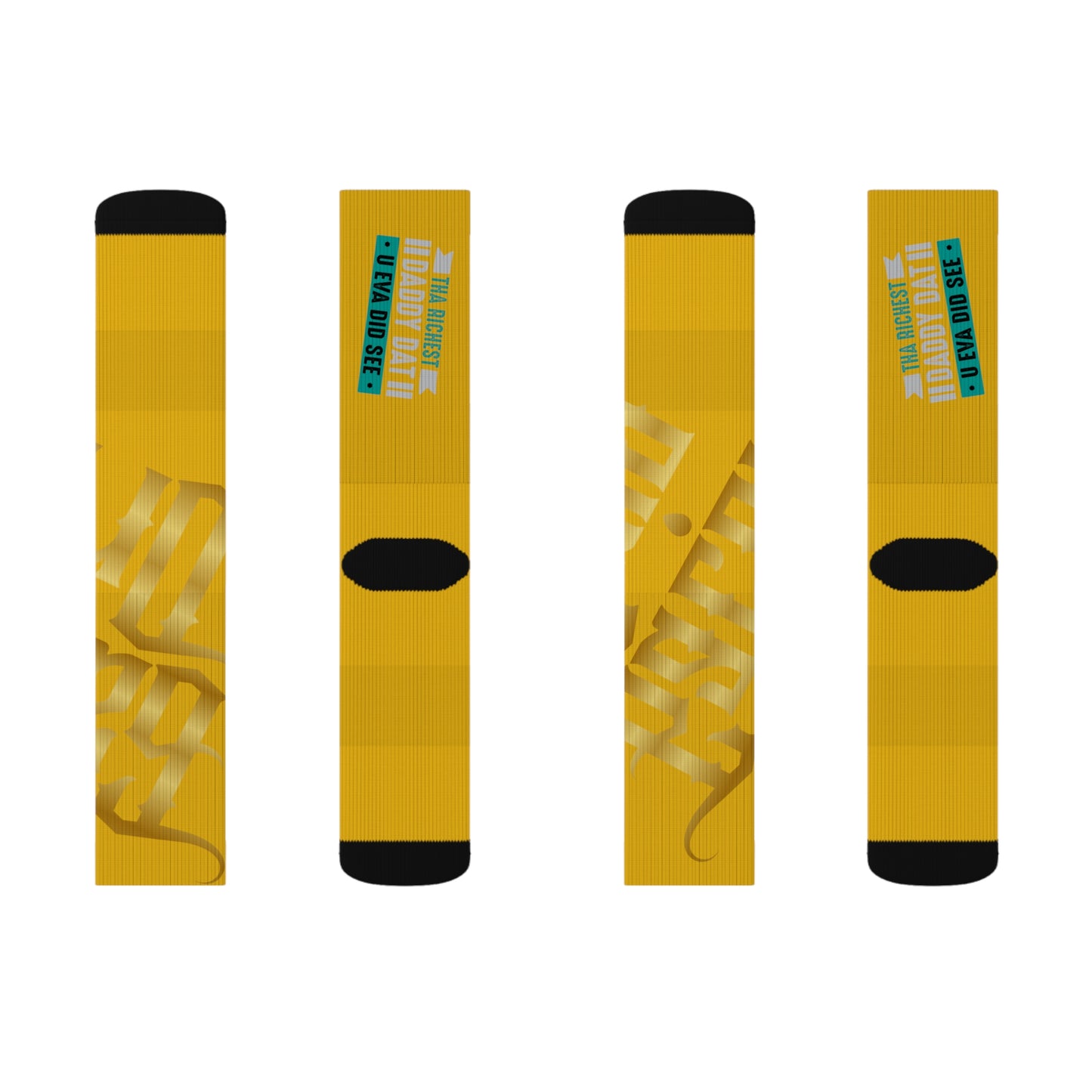 Yellow Gator Drip Supa-Heavy Excess-Stunna Hypa-Flex Limited Edition OG Rich Daddy “Tha Richest Daddy Dat U Eva Did See” Medium Playuz Socks