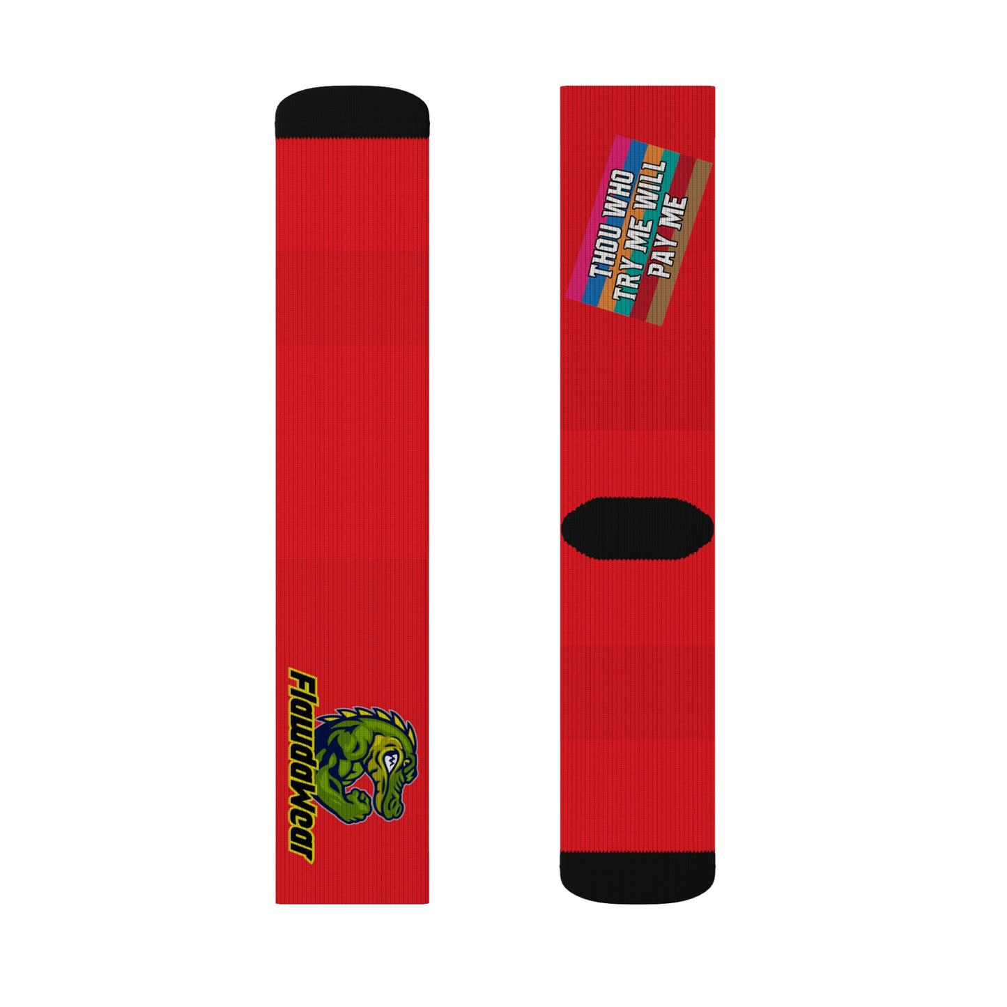 Red Flawdawear Limited Edition OG Rich Daddy “Thou Who Try Me Will Pay Me” Medium Playuz Socks