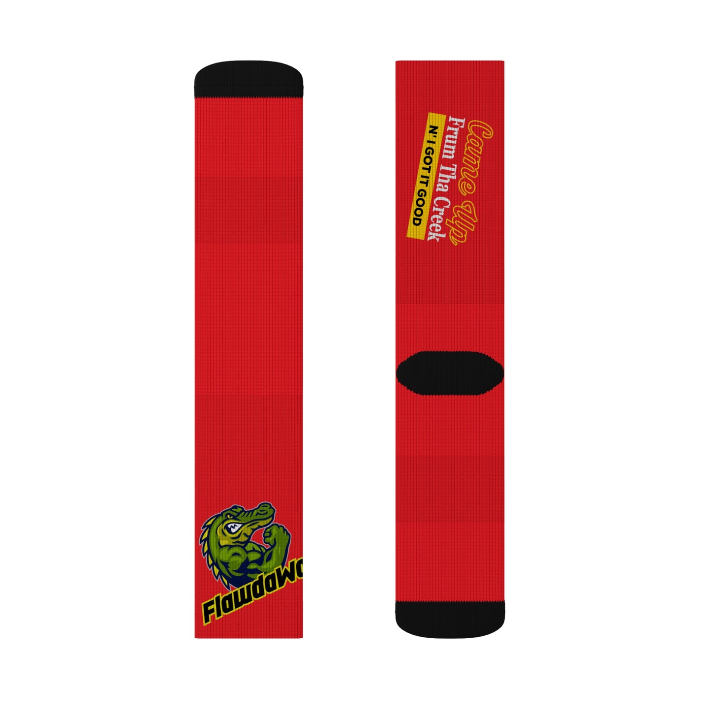 Red Flawdawear Limited Edition OG Flawda Mane “Came Up Frum Tha Creek N’ I Got It Good” Medium Playuz Socks