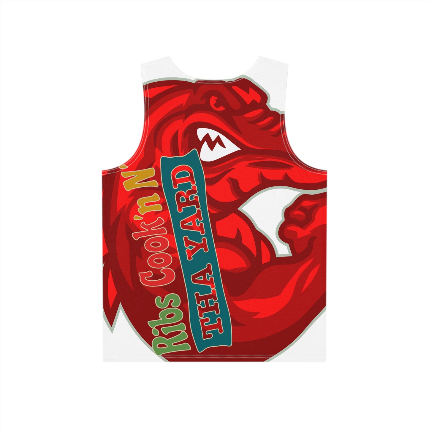 White/Red Flawdawear Limited Edition OG Flawda Mane “Ribs Cook’n N’ Tha Yard” Men’s Playuz Tank