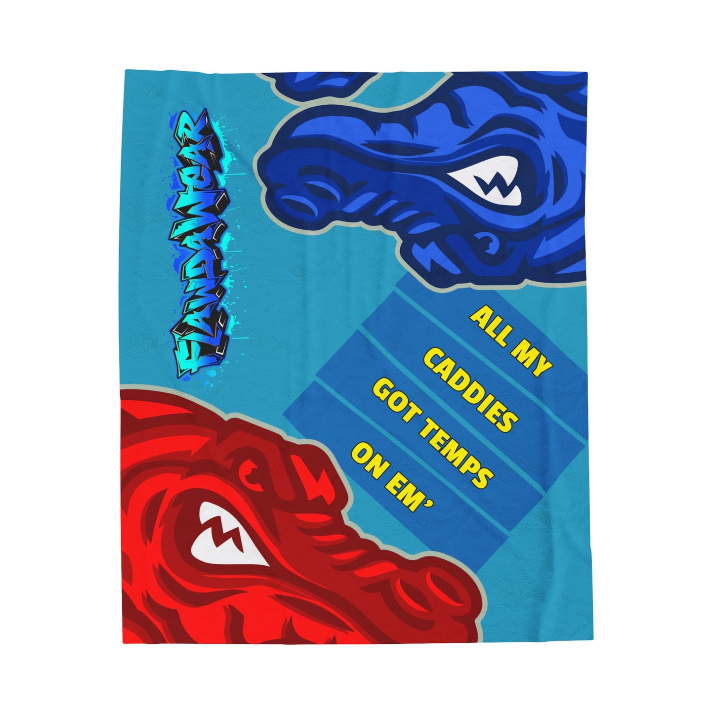 Turquoise Flawdawear Limited Edition OG Rich Daddy “All My Caddies Got Temps On Em” Velveteen Plush Playuz Blanket