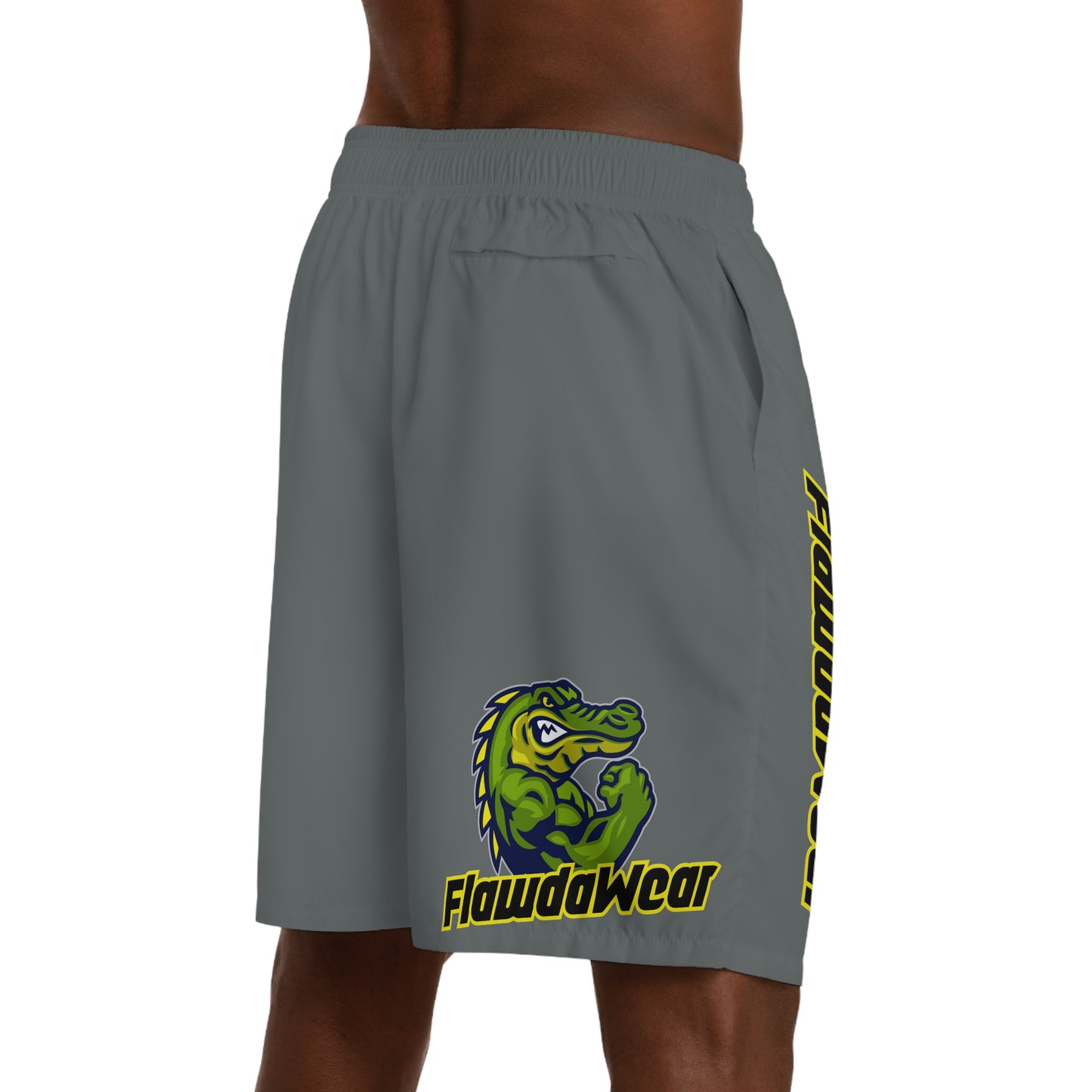 Light Grey Flawdawear Flawda Mane “On A Lake Wit Tha Skis” Limited Edition OG Men’s Jogguz Playuz Shorts