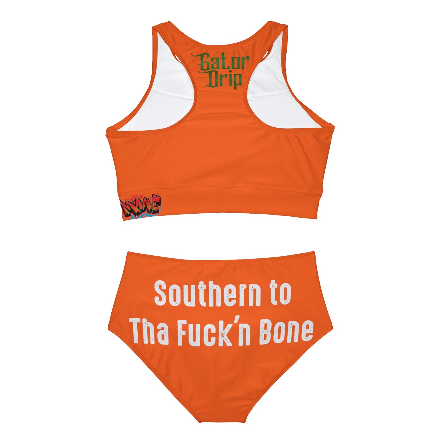 Orange Flawdawear x Gator Drip Supa-Heavy Excess-Stunna Hypa-Flex Limited Edition OG Flawda Mane "Southern To Tha Fuck'n Bone" Sporty Lady Playuz Bikini Set