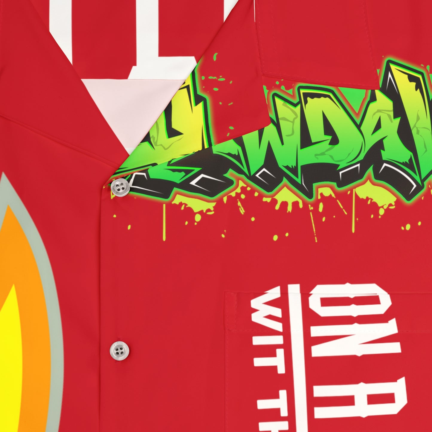 Red Flawdawear Limited Edition OG Flawda Mane “On A Lake Wit Tha Skis” Men’s Hawaiian Playuz Shirt