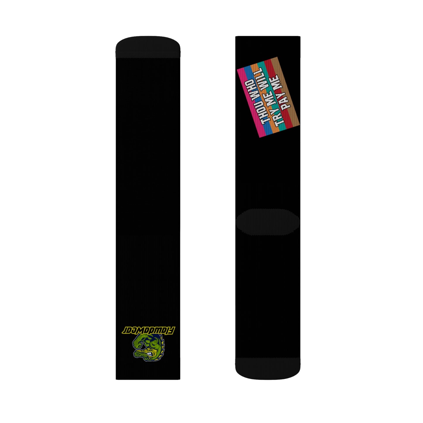 Black Flawdawear Limited Edition OG Rich Daddy “Thou Who Try Me Will Pay Me” Medium Playuz Socks